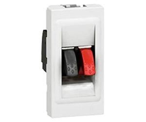 Legrand 078750 Mosaic Haut-parleur Prise, 1 Module avec Bornier, 4mm² pour Liaison Audio Stéréo de Haut-Parleur, Blanc