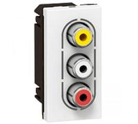 Legrand 078754 Mosaic RCA 3 Prise, Femelle, 1 Module pour Liaison Vidéo Composite et Audio Stéréo, Blanc