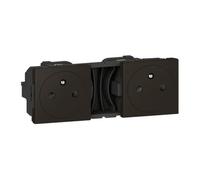 Legrand Prise double Mosaic 079134L 2P+T précâblée surface 2x2 modules Noir mat