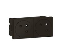 Double prise 2P+T Surface Mosaic Link raccordement latéral 4 modules -noir mat L