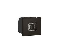 Legrand 079194L Mosaic Chargeur, 2 USB, Type-A, 2.4A, 12W, 2 Modules, 230V ou 5V, Noir Mat
