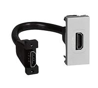 Legrand 079378 Prise HDMI Type-A Version 2.0 Préconnectorisée Mosaic 1 Module, Aluminium