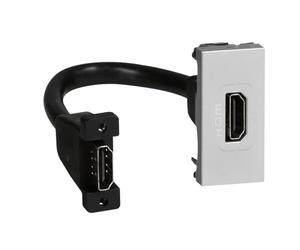 Legrand 079378 Prise HDMI Type-A Version 2.0 Préconnectorisée Mosaic 1 Module, Aluminium