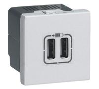 Legrand 079394 Chargeur 2 USB Type-A, 2.4A, 12W, Mosaic, 2 Modules, 230V ou 5V, Aluminium