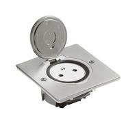 Legrand Prise de sol 089760, simple surface avec platine carrée — 2P+T 16A 250V Inox brossé