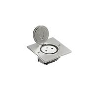 Legrand Prise de sol 089760, simple surface avec platine carrée — 2P+T 16A 250V Inox brossé