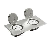 Legrand - Prise de sol double 089768 - Rectangulaire Inox brossé avec platine - 2P+T 16A 250V