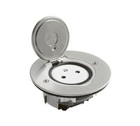 Legrand 089770 Prise de Sol Simple Surface avec Platine Ronde, 2P+T, 16A, 250V, Inox