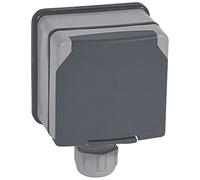 Legrand 090456 Prise de Courant Étanche 3P+T avec Éclips de Protection Plexo, IP66, 20A, 400V, Gris