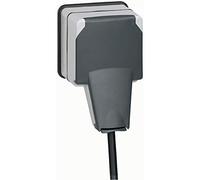 Legrand 090465 Prise de Courant Étanche avec Volet Fiche Engagée Plexo, 2P+T, 16A, 250V, IP66, Gris