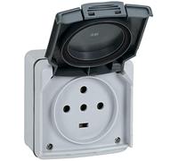 Prise étanche 3P+T+N 20A Plexo complet IP55 saillie grise LEGRAND 091657