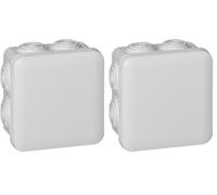 Legrand 092012 - Boîte de dérivation carrée Plexo 80x80x45mm - étanche IP55-7 entrées souples (Lot de 2)