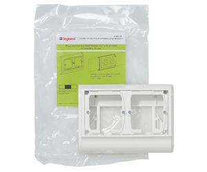 Legrand 098229 Cadre Double pour Appareillage Mosaic et Plinthe, 80mm x 20mm, Blanc