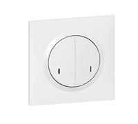 Legrand 199238 Double interrupteur 2 x 250 W avec neutre 5W à 125W LED compatible avec toutes les charges - Dooxie avec Netatmo complet (fixations, support, enjoliveur et plaque) - Blanc