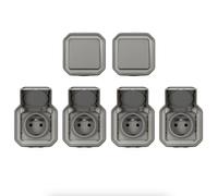 Legrand 200490 - Lot de 2 interrupteurs Plexo Va et Vient + 4X2 Prises + Terre Gris Saillie