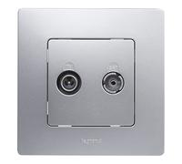 Legrand 396486 Prise ou prise pour télévision, radio, satellite intermédiaire de la gamme Niloé monoblock, mécanisme complet, couleur aluminium