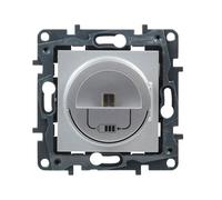 Legrand 398266 - Prise de chargeur mini USB 3A 15 W composable pour installation encastrée - Gamme Niloé Step - Couleur aluminium