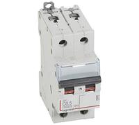 Legrand 407774 Disjoncteur DX³6000 10kA arrivée haute et départ bas à vis, 2P, 230V~ à 400V~, 0.5A, courbe C, 2 modules