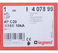 Legrand Disjoncteur tétrapolaire DX3 407899 20A 4P Courbe C 6/10kA À vis