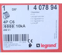 407894 Disjoncteur Tétrapolaire 6a - 4p Courbe C - 6/10ka - à Vis - Legrand Dx3