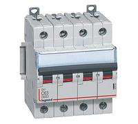Legrand 407934E Interrupteur automatique magnétique thermique 4P 63A courbe C 10 kA 4 modules DX3