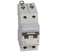 Legrand 409219 Disjoncteur DX³10000 16kA arrivée haute et départ bas à vis, 2P, 230V~ à 400V~, 10A, courbe C, 2 modules