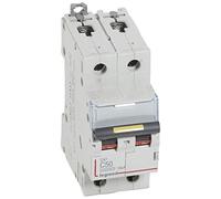 Legrand 409226 Disjoncteur DX³10000 16kA arrivée haute et départ bas à vis, 2P, 230V~ à 400V~, 50A, courbe C, 2 modules