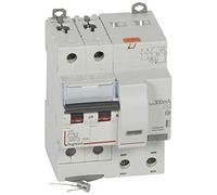 Legrand 411175 Disjoncteur différentiel monobloc DX³6000 10kA arrivée haute et départ bas à vis, 2P, 230V à 400V, 32A typeAC, 300mA