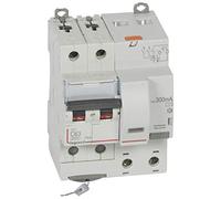 Legrand 411178 Disjoncteur différentiel monobloc DX³6000 10kA arrivée haute et départ bas à vis, 2P, 230V à 400V, 63A typeAC,-300mA