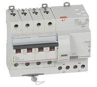 Legrand 411203 Disjoncteur différentiel monobloc DX³6000 10kA arrivée haute vis départ haut automatique, 4P, 400V, 63A typeAC, 30mA