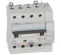 Legrand 411217 Disjoncteur différentiel monobloc DX³6000 10kA arrivée haute vis départ haut automatique, 4P, 400V, 20A typeAC, 300mA