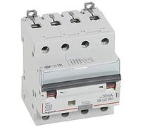 Legrand 411247 Disjoncteur différentiel monobloc DX³6000 10kA arrivée haute et départ bas à vis, 4P, 400V, 32A typeF, 30mA