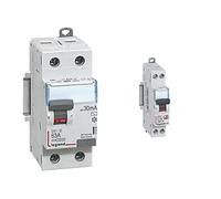 Legrand 411506 Interrupteur différentiel DX³-ID arrivée haute et départ bas à vis, 2P, 230V, 63A typeAC, 30mA, 2 modules & Disjoncteur Phase + Neutre - 16A - bornes à vis - 1 module