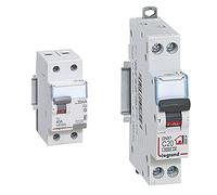 Legrand 411560 TX3 FI Disjoncteur de courant résiduel, 40a, 2p, 30mA & 092824 Disjoncteur Phase + Neutre avec Bornes à Vis, 20A, 1 Module, Gris