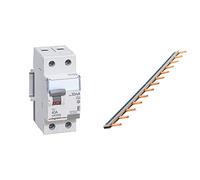 Legrand 411560 TX3 FI Disjoncteur de courant résiduel, 40a, 2p, 30mA & Zenitech-Peigne 13 modules noir/blanc longueur 220mm