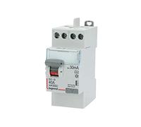 Interrupteur différentiel DX³-ID arrivée haute et départ haut à vis 2P 230V 40A type A 30mA - LEGRAND - 411617