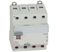 Legrand 411660E, commutateur différentiel, 4P, 25A, sensibilité de 30mA, classe AC, DX3