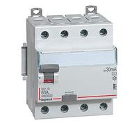 Legrand 411847 Interrupteur différentiel DX³-ID arrivée haute et départ bas à vis, 4P, 400V, 63A typeB, 30mA, 4 modules