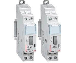 Legrand 412412 Télérupteur CX³ standard avec bornes à vis, 2P, 16A, 250V contact 2F, tension commande 230V, 1 module (Lot de 2)