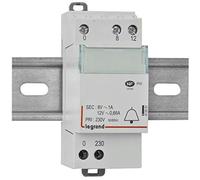 Legrand 413091 Transformateur pour Sonnerie, 230V vers 12V ou 8V - 8VA, 2 Modules