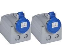 Legrand 555154 Prise saillie fixe P17 IP44 16A, 200V~ à 250V~, 2P+T (Lot de 2)