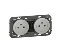 Double prise de courant - LEGRAND - Dooxie - Surface précâblée - Aluminium - 16A