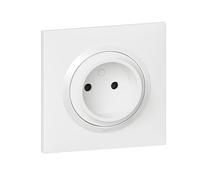 Legrand 600734 Prise de courant 2P à puits 16A dooxie one livrée avec plaque carrée blanche et griffes