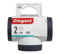 Bticino Adaptateur secteur Legrand 694522 2P+T 2 prises rotatives USB-A/USB-C Blanc/Gris foncé