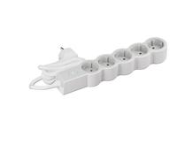 LEGRAND Bloc multiprise avec Interrupteur, avec 5 Prises 2P+T, câble 1,5 m, Blanc et Gris Clair 694422