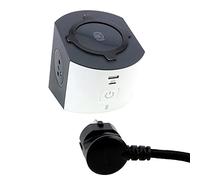 LEGRAND - Bloc Multiprise/Station de Charge - 2 Prises Surface avec Terre + 1 Chargeur à Induction Qi+ 1 Prise USB-C + 1 Prise USB-A - Avec Cordon 2m - Blanc et Gris Foncé