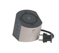 Legrand Bloc multiprise station charge – 2x prises terre + Qi + USB‑C + USB‑A 2m Taupe/Gris