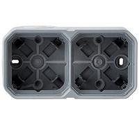 LEGRAND Boîte 2 postes horizontale/verticale, Plexo, gris, IP55 | 2 postes, horizontal ou vertical, étanche IP55, gris RAL 7046, plastique sans halogène, protection UV, intérieur ou extérieur