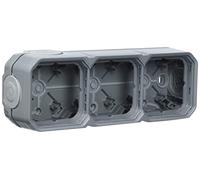LEGRAND Boîte 3 postes horizontale/verticale, Plexo, gris, IP55 | 3 postes, horizontal ou vertical, étanche IP55, gris, plastique anti-UV, intérieur ou extérieur