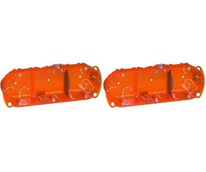 LEGRAND - Boîte Encastrement Batibox Multimatériaux - Rigidité Renforcée - Pour Plâtre, Contreplaqué, Tôle, Brique - Profondeur 40 mm - Diamètre de Perçage 67 mm - 3 Postes (Lot de 2)